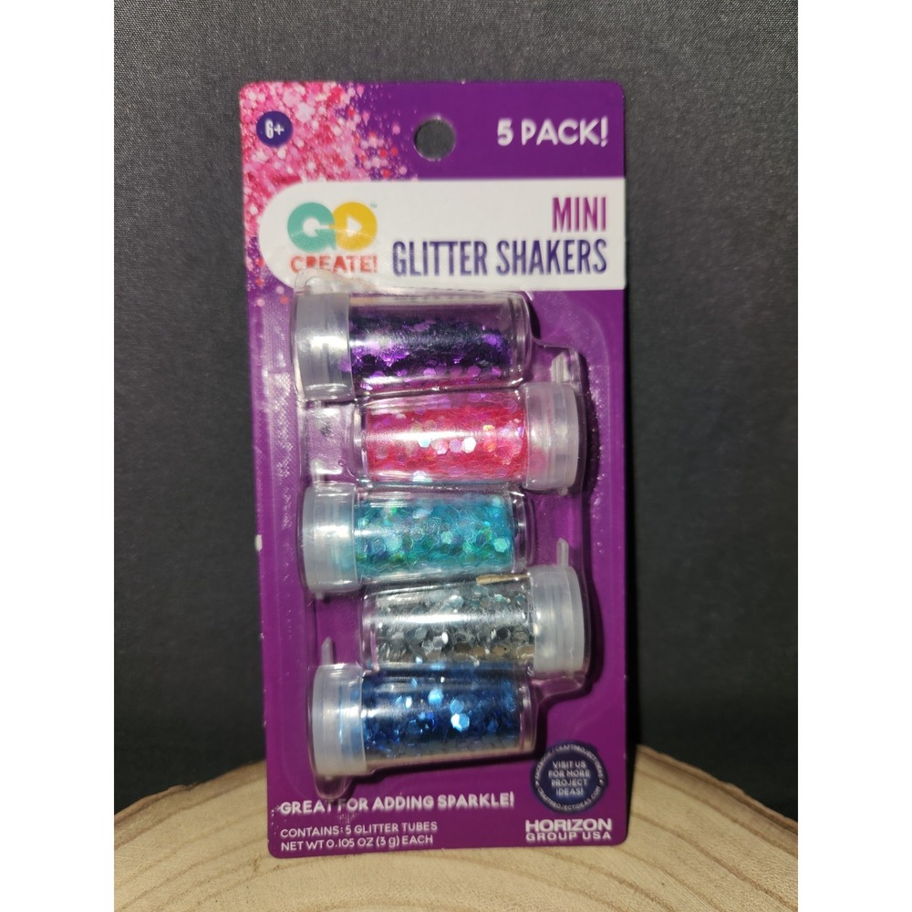 Go Create! Mini Glitter Shakers Multicolor‎ 5 Pack Multi-color~NEW Purple Pink